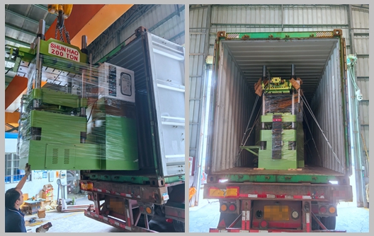 Expédition de la machine de moulage de mélamine Shunhao de 200 tonnes et de son équipement de préchauffage